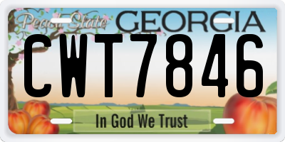 GA license plate CWT7846