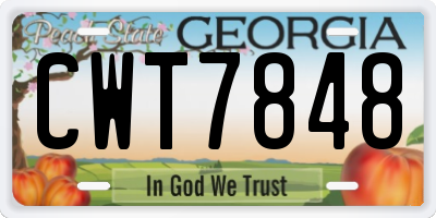 GA license plate CWT7848