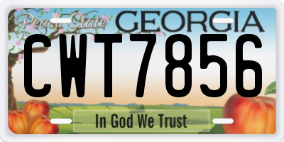 GA license plate CWT7856