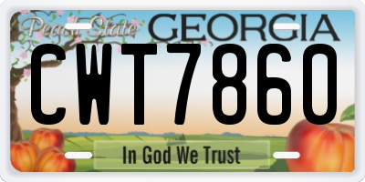 GA license plate CWT7860