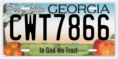 GA license plate CWT7866