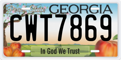 GA license plate CWT7869