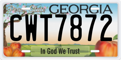 GA license plate CWT7872