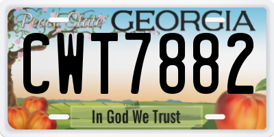 GA license plate CWT7882