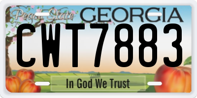 GA license plate CWT7883