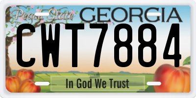 GA license plate CWT7884