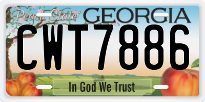 GA license plate CWT7886