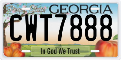 GA license plate CWT7888
