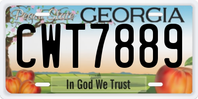 GA license plate CWT7889