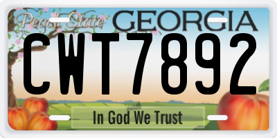 GA license plate CWT7892