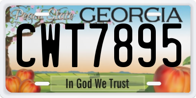 GA license plate CWT7895