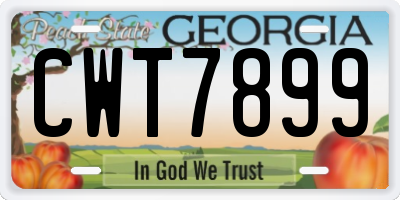 GA license plate CWT7899