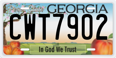 GA license plate CWT7902