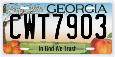 GA license plate CWT7903