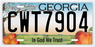 GA license plate CWT7904