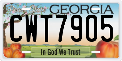 GA license plate CWT7905