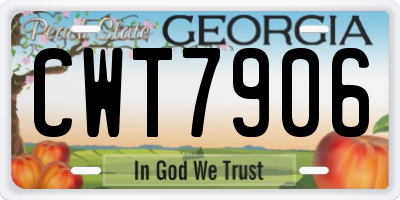 GA license plate CWT7906