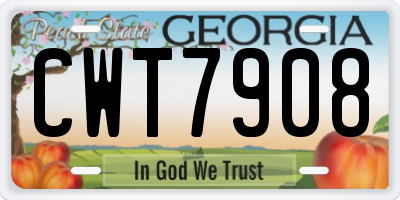 GA license plate CWT7908