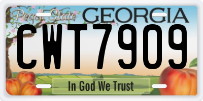 GA license plate CWT7909