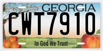 GA license plate CWT7910