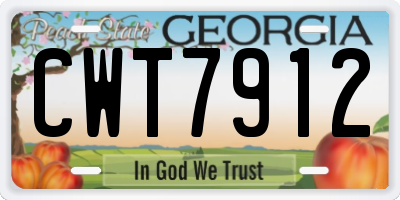 GA license plate CWT7912