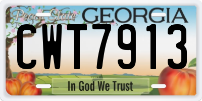 GA license plate CWT7913