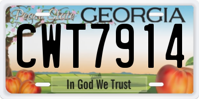 GA license plate CWT7914