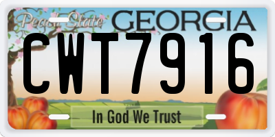 GA license plate CWT7916