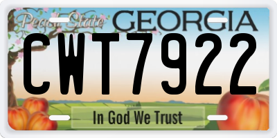GA license plate CWT7922