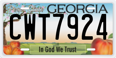 GA license plate CWT7924
