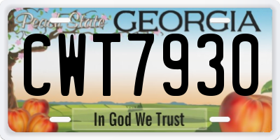 GA license plate CWT7930