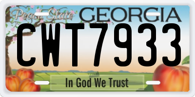 GA license plate CWT7933