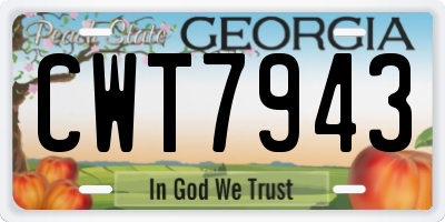 GA license plate CWT7943