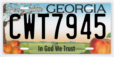 GA license plate CWT7945