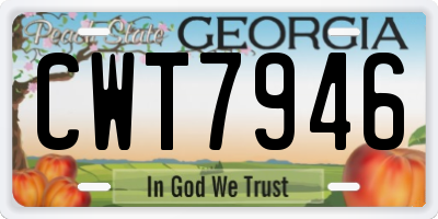 GA license plate CWT7946