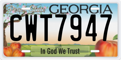GA license plate CWT7947