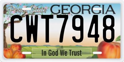 GA license plate CWT7948