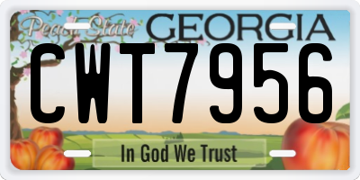 GA license plate CWT7956