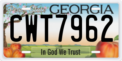 GA license plate CWT7962