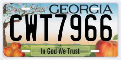 GA license plate CWT7966