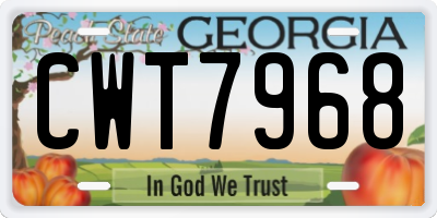 GA license plate CWT7968