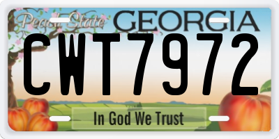 GA license plate CWT7972
