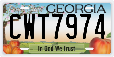 GA license plate CWT7974