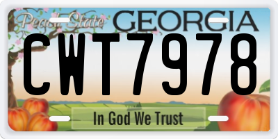 GA license plate CWT7978