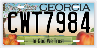 GA license plate CWT7984