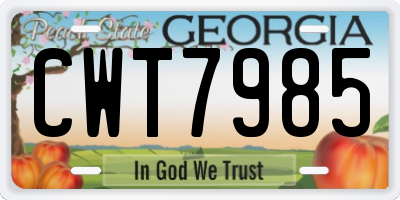 GA license plate CWT7985