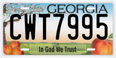 GA license plate CWT7995
