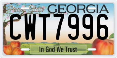 GA license plate CWT7996