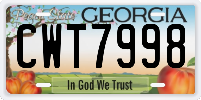 GA license plate CWT7998