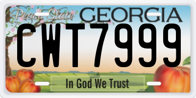 GA license plate CWT7999